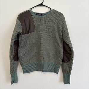 Lauren Ralph Lauren Women's Faux Leather Trim Wool Blend Sweater Equestrian SP